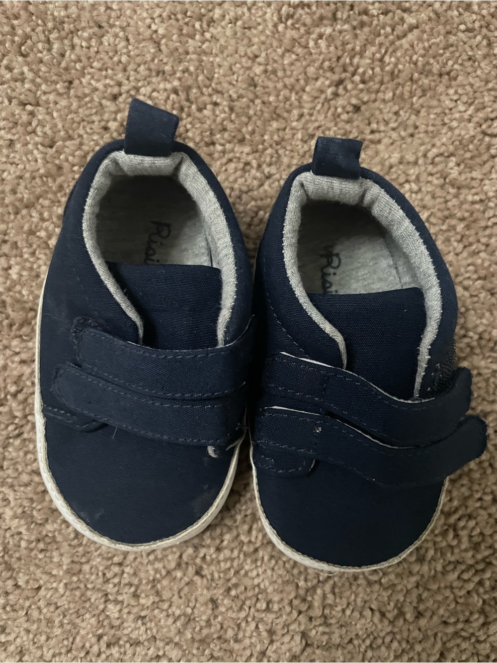 Rising Star Navy Canvas Hook-and-Loop Baby Sneakers